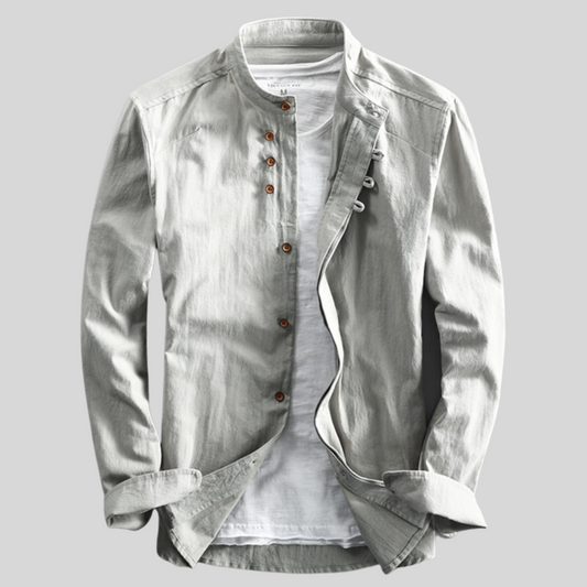 Męska Koszula Slim Fit z Długim Rękawem i Kołnierzykiem Typu Spread
