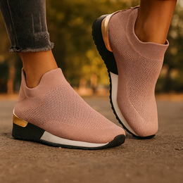 Damskie Sneakersy Wsuwane z Oddychającą Siatką i Metalicznym Zapiętkiem