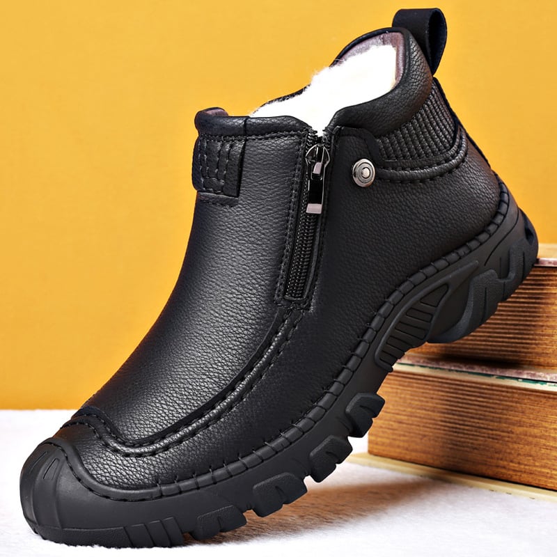 Męskie Buty Zimowe Z Pluszową Wyściółką, Okrągłym Noskiem I Płaską Podeszwą