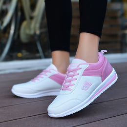 Damskie Sportowe Sneakersy Sznurowane z Okrągłym Noskiem i Lekką Podeszwą EVA