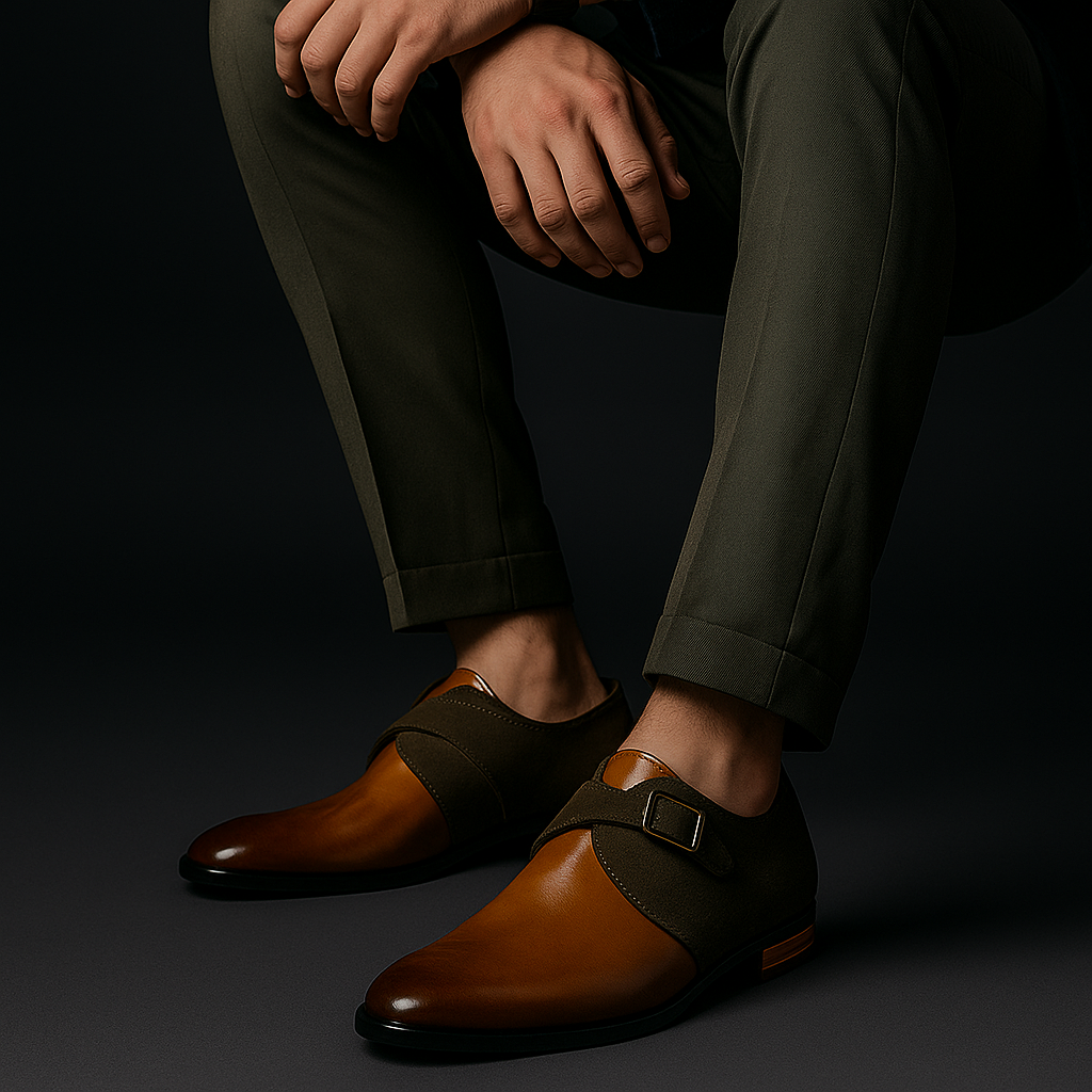 Męskie Buty Typu Derby, Wsuwane, Z Klamrą, Amortyzującą Wkładką, Gumową Podeszwą Zewnętrzną