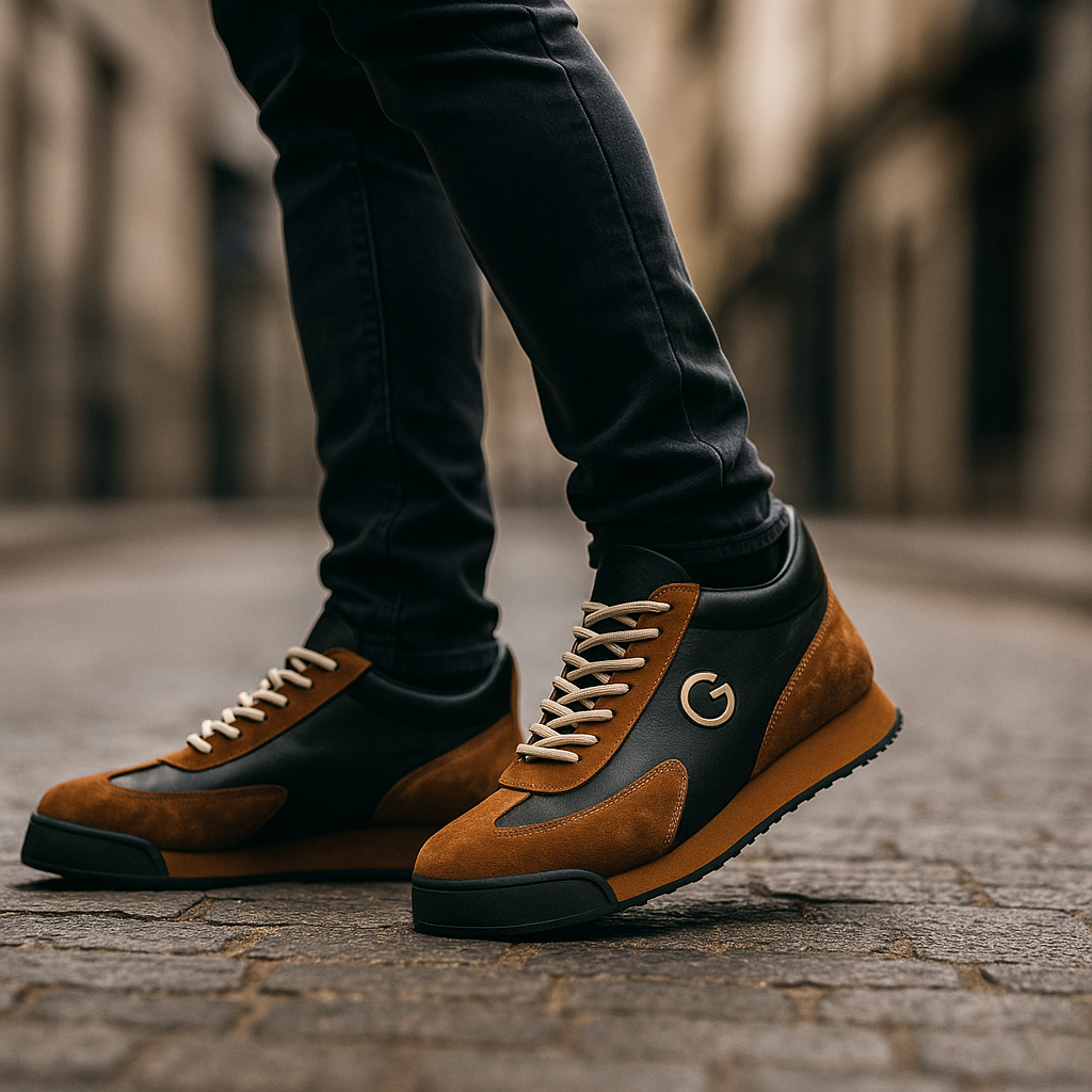 Męskie Sneakersy z Wstawkami z Eko Zamszu i Przyczepną Podeszwą