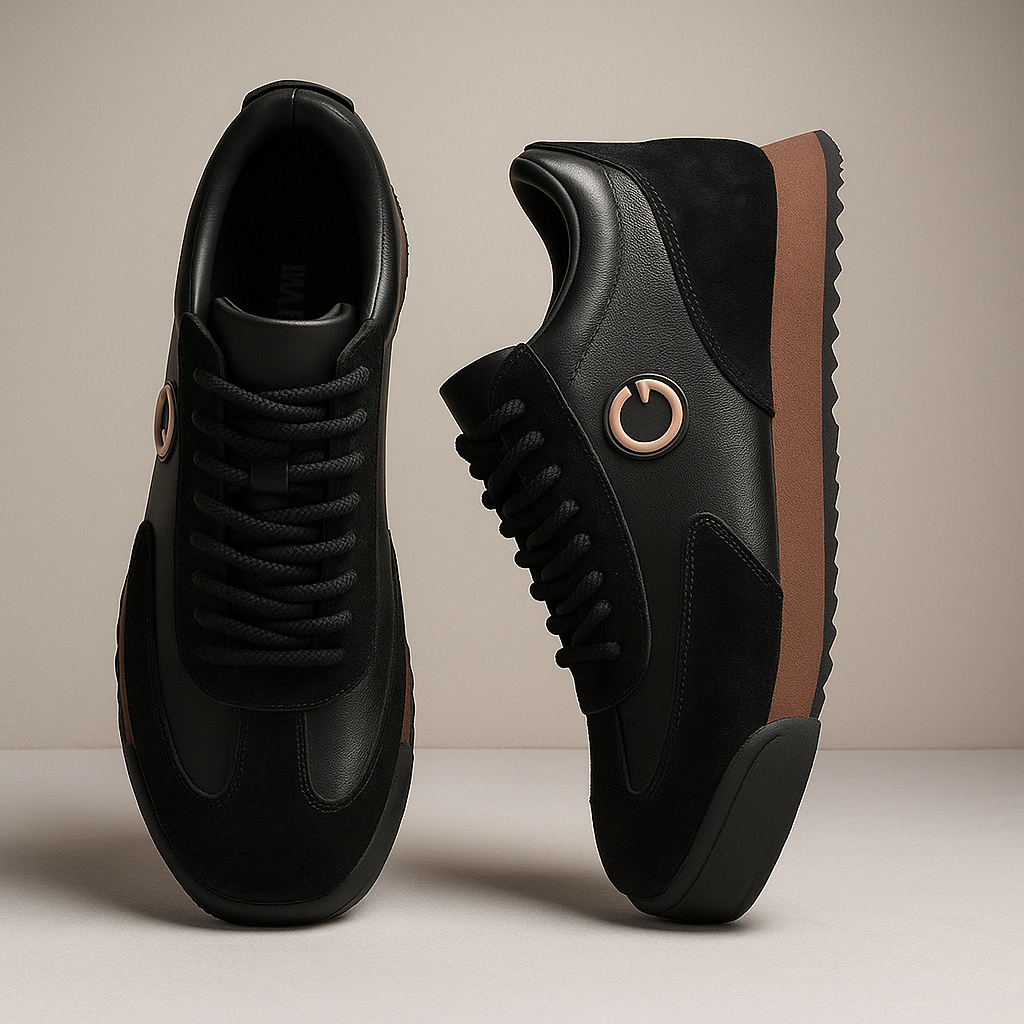 Męskie Sneakersy z Wstawkami z Eko Zamszu i Przyczepną Podeszwą
