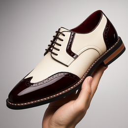 Męskie Buty Brogue z Ozdobnym Perforowaniem i Zakończeniem Wingtip
