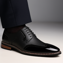 Męskie Buty Brogue z Ozdobnym Perforowaniem i Zakończeniem Wingtip