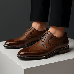 Męskie Buty Brogue z Ozdobnym Perforowaniem i Zakończeniem Wingtip
