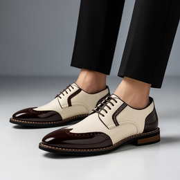 Męskie Buty Brogue z Ozdobnym Perforowaniem i Zakończeniem Wingtip