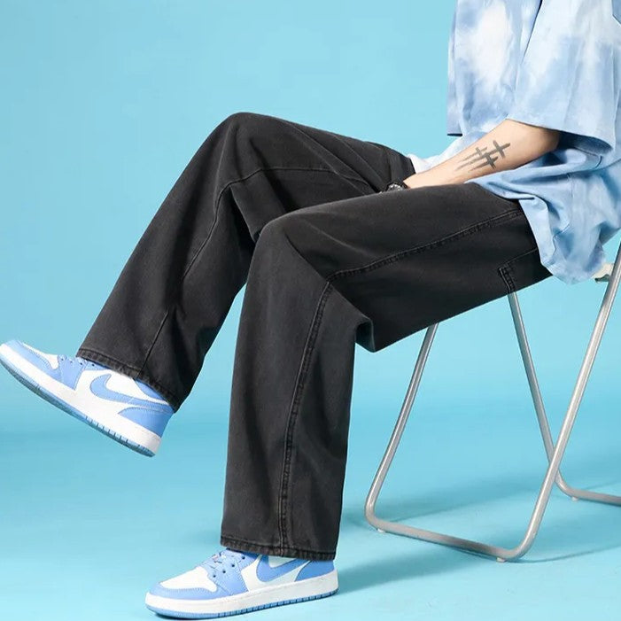 Męskie Jeansy Cargo O Prostych Nogawkach – Luźny Krój Hip-Hop