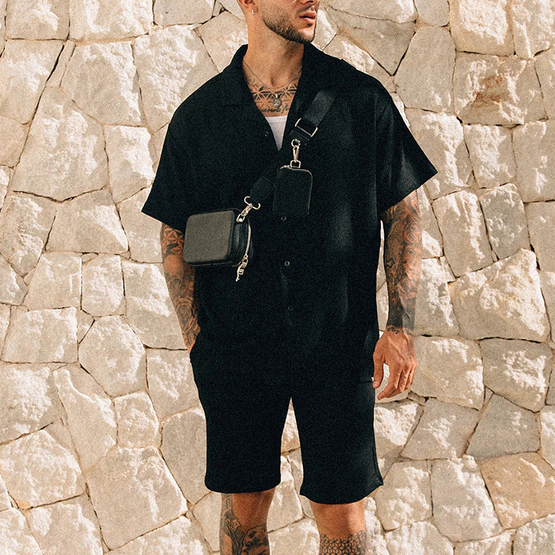 Męski Dwuczęściowy Zestaw Letni: Koszulka T-Shirt W Print I Szorty W Stylu Streetwear