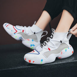 Męskie Letnie Buty Biegowe z Cholewką z Siatki i Gumową Podeszwą