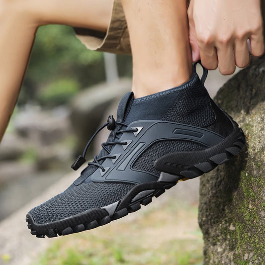 Męskie Buty Trekkingowe, Średniej Wysokości, Z Antypoślizgową Gumową Podeszwą, Obuwie Outdoorowe