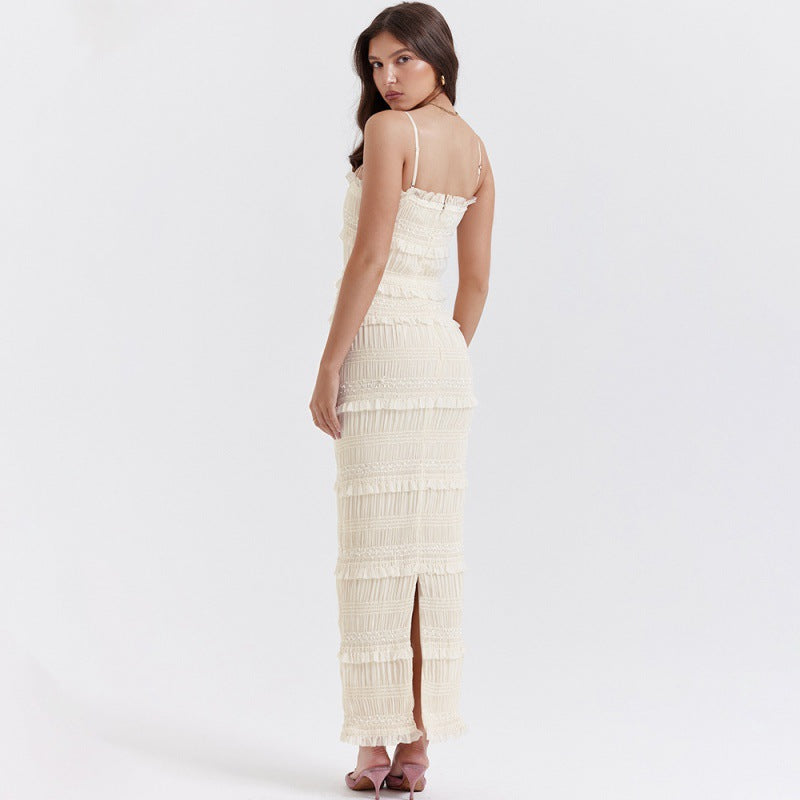 Sukienka Damska Maxi Slip Z Cekinami, Bez Rekawow, Luzna W Talii