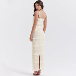 Sukienka Damska Maxi Slip Z Cekinami, Bez Rekawow, Luzna W Talii