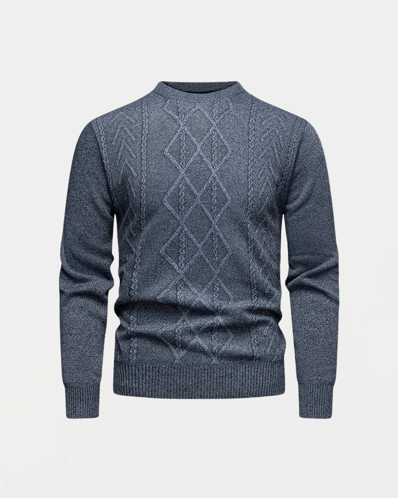 Męski Sweter Z Wzorem W Romby I Okrągłym Dekoltem