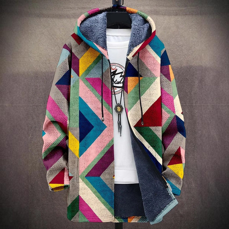 Damska Kurtka Jesienna Fleece Z Artystycznym Printem