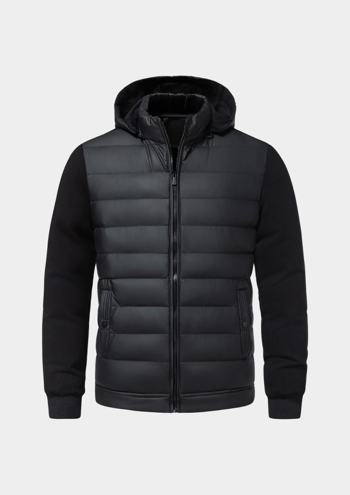Męska Kurtka Jesienna Z Odpinanym Kapturem, Pikowaną Częścią Tułowia I Wieloma Kieszeniami