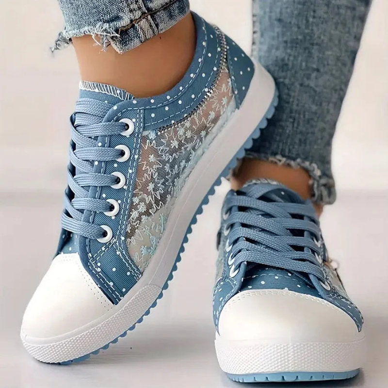 Damskie Sneakersy z Szerokim Noskiem i Amortyzowaną Wkładką