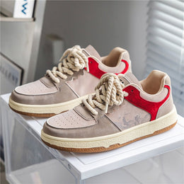 Męskie Sneakersy Sznurowane z Grubą Gumową Podeszwą i Okrągłym Noskiem