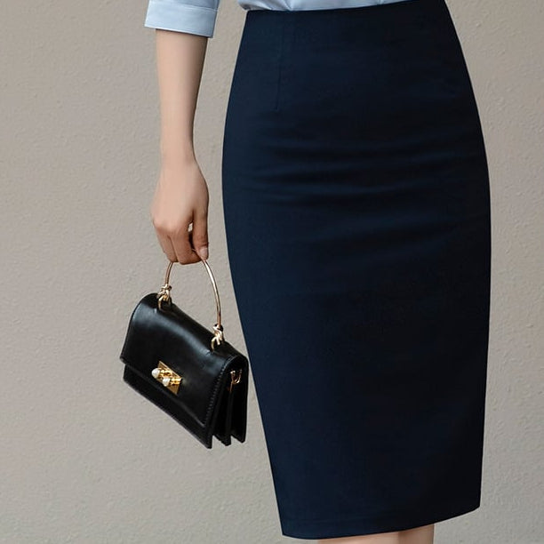 Damska Jesienno-Zimowa Spódnica Midi za Kolano, Slim Fit, w Stylu Welurowym z Wypełnieniem