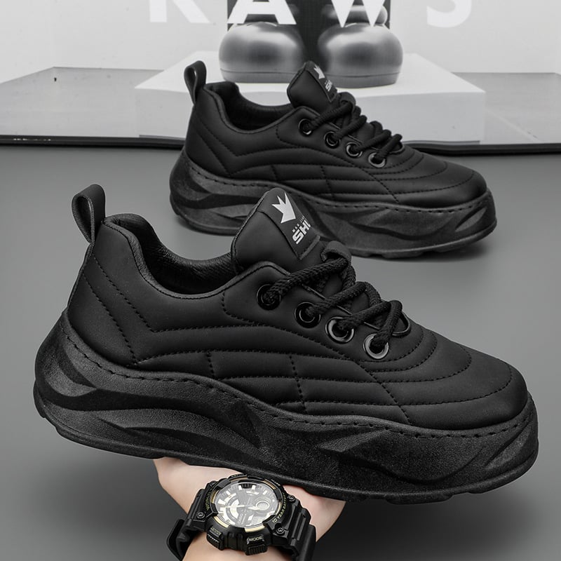 Męskie Sneakersy Biegowe z Grubą Podeszwą, Gumową Podeszwą Zewnętrzną i Okrągłym Noskiem