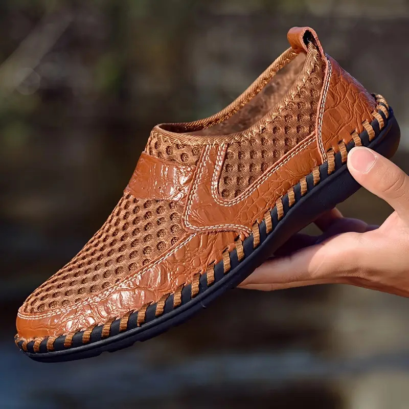 Męskie Buty Wsuwane z Siatki Szerokie Dopasowanie Antypoślizgowa Podeszwa z Amortyzacją