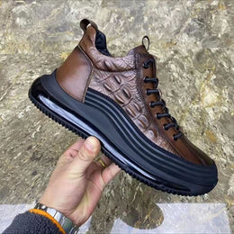 Męskie Zimowe Buty Air Cushion Z Gumką I Rzeźbionym Wzorem
