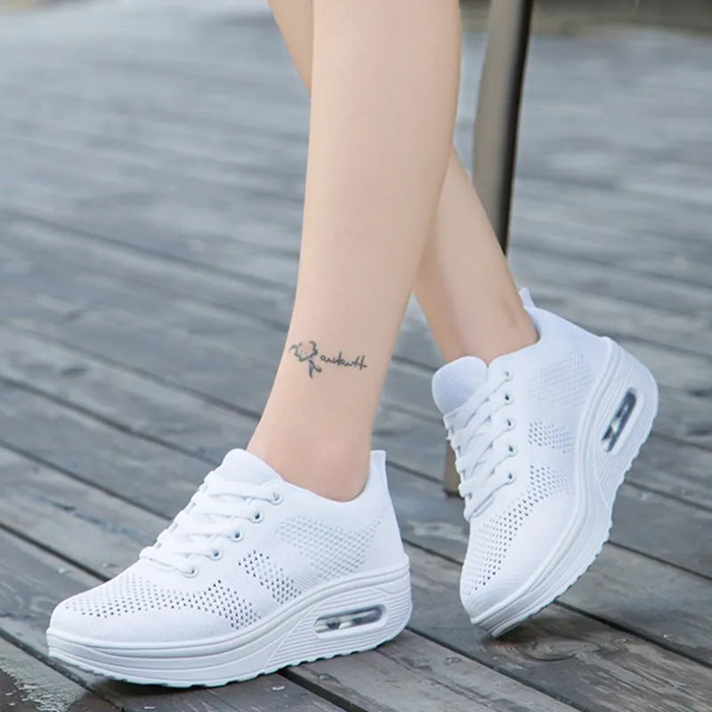 Damskie Sneakersy Z Żelową Wkładką Amortyzującą I Szeroką Podeszwą Wspierającą Stabilność