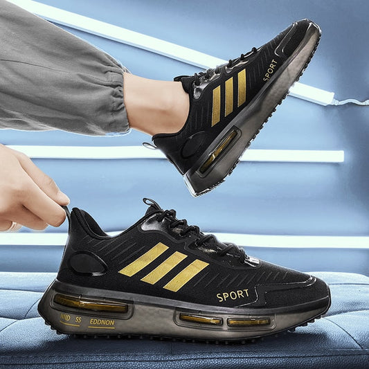 Męskie Sznurowane Sportowe Trampki Z Podeszwą Air Cushion I Okrągłym Noskiem