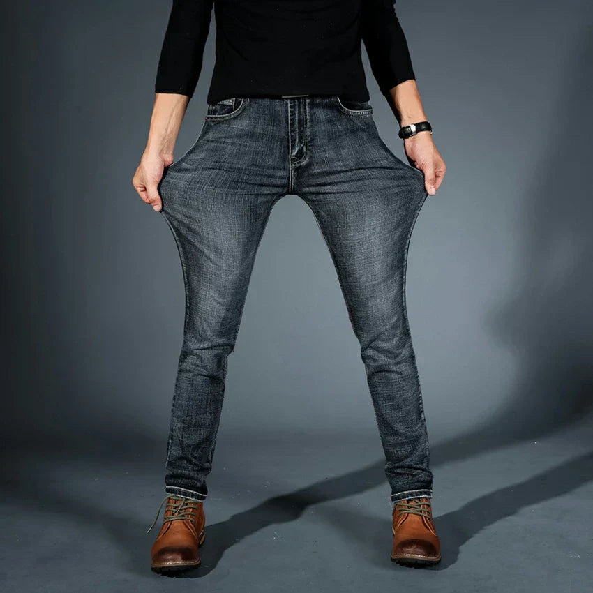 Meskie Jeansy W Stylu Slim Fit Z Elastycznego Denimu, Rozciagliwy Material, Uniwersalny Design