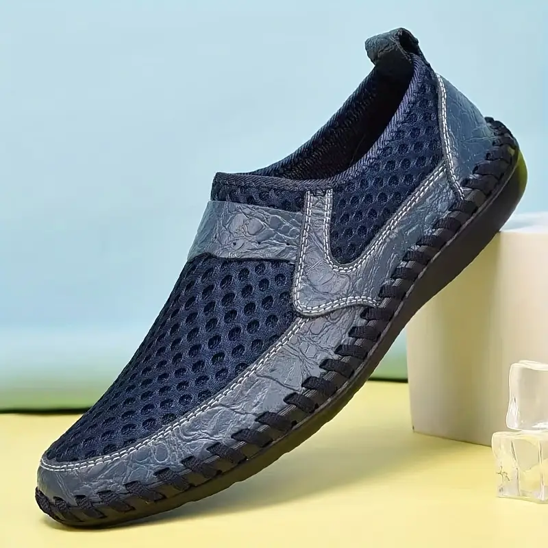 Męskie Buty Wsuwane z Siatki Szerokie Dopasowanie Antypoślizgowa Podeszwa z Amortyzacją