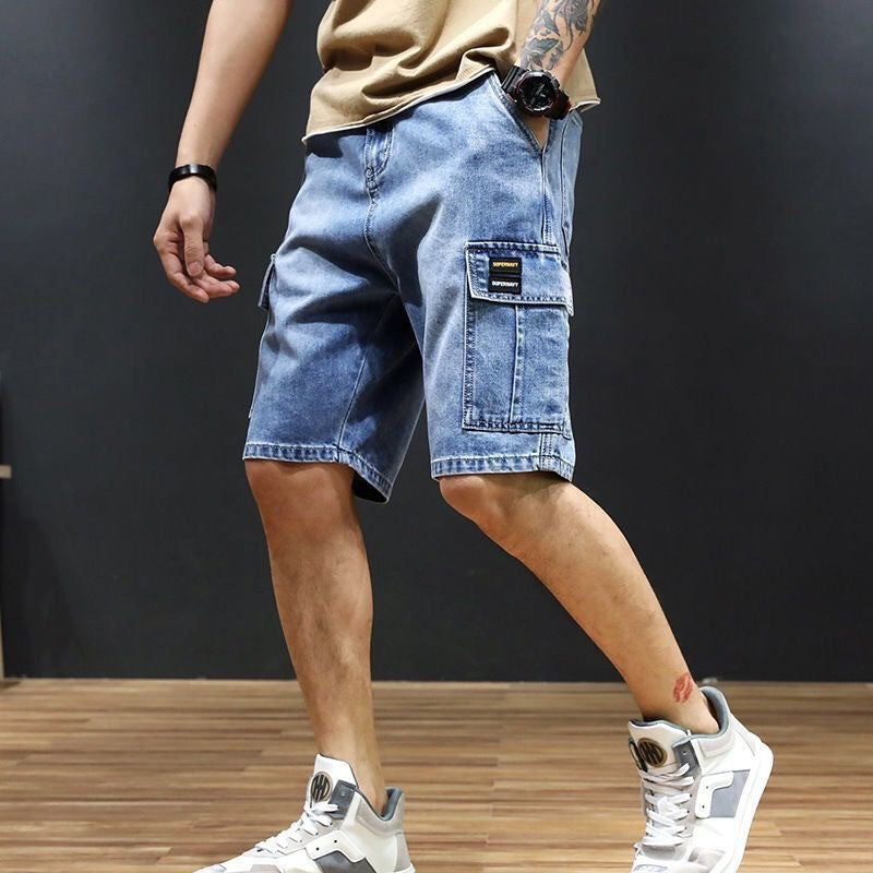 Męskie Letnie Jeansy O Średniej Długości W Stylu Roboczym I Vintage