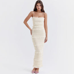 Sukienka Damska Maxi Slip Z Cekinami, Bez Rekawow, Luzna W Talii