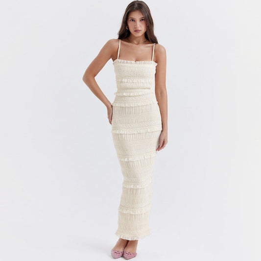 Sukienka Damska Maxi Slip Z Cekinami, Bez Rekawow, Luzna W Talii