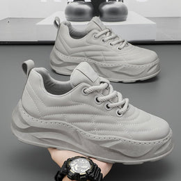Męskie Sneakersy Biegowe z Grubą Podeszwą, Gumową Podeszwą Zewnętrzną i Okrągłym Noskiem