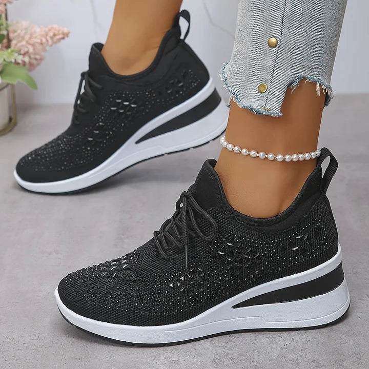 Damskie Sneakersy z Wsparciem Łuku Stopy i Ozdobami z Cyrkonii