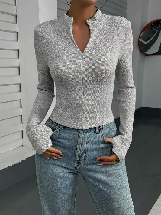 Damski Sweter Dzianinowy Slim Fit z Nieprzezroczystym Wykończeniem