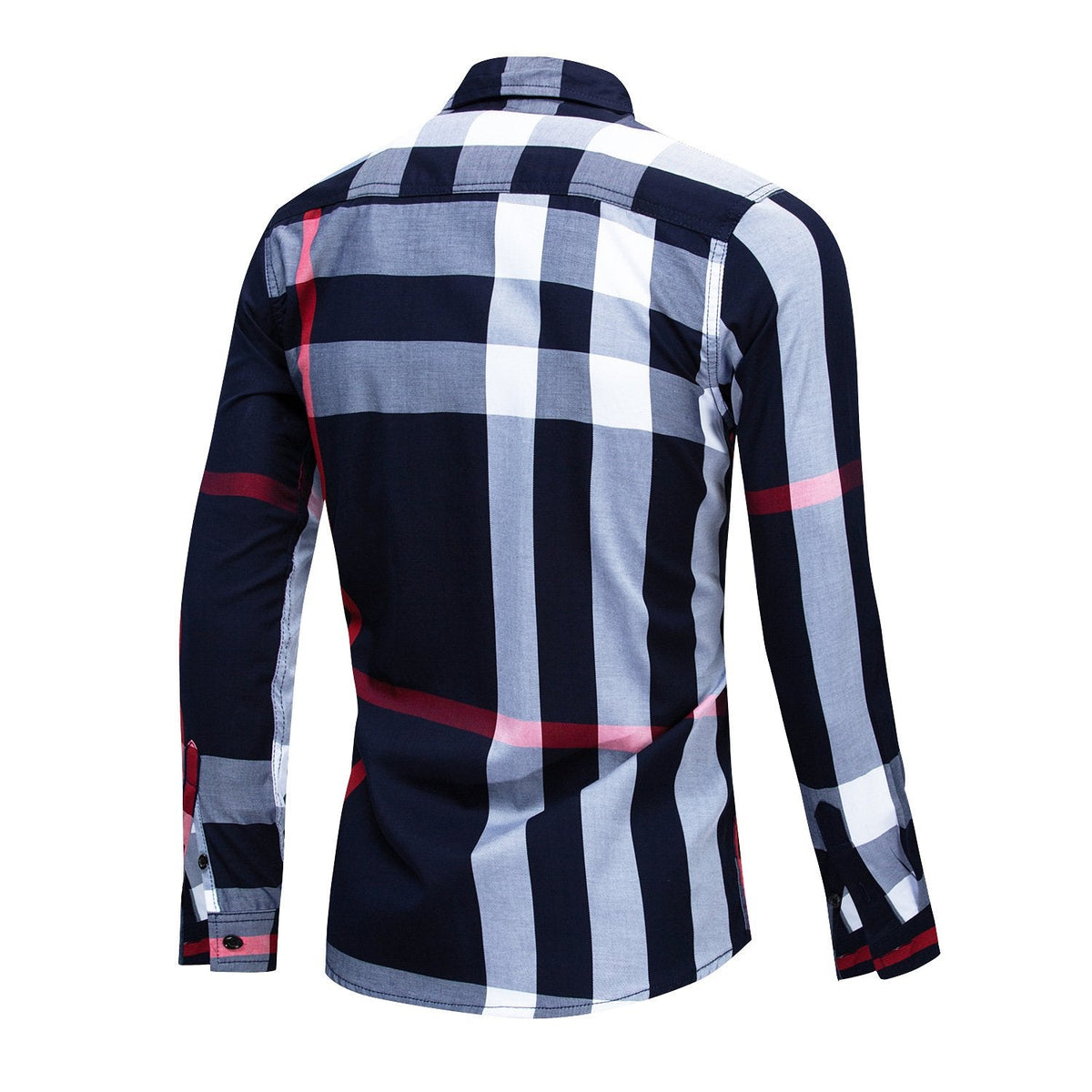 Męska Koszula W Kratę Z Długim Rękawem W Stylu Kardiganu Color Block