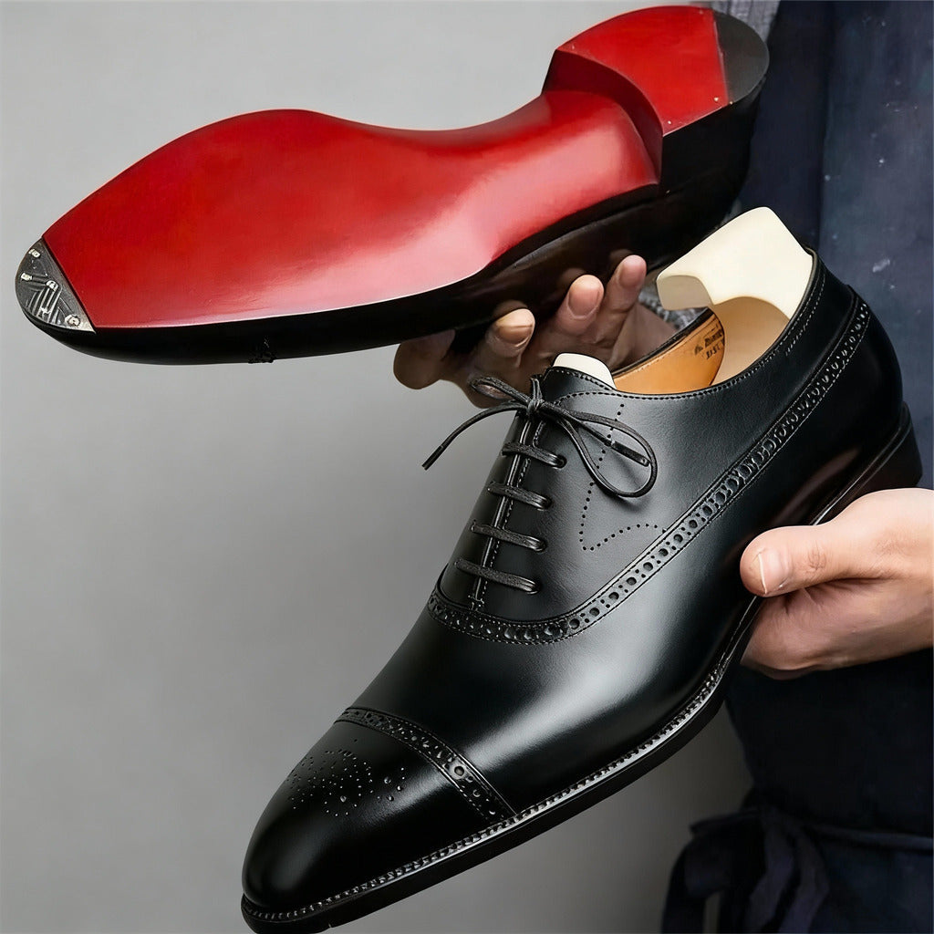 Męskie Buty Oxford Z Ażurowymi Zdobieniami Brogue I Sznurowaniem