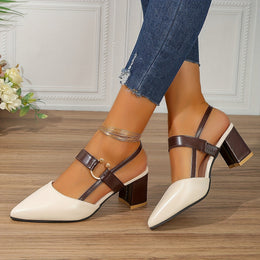 Damskie Buty Na Obcasie Typu Slingback Z Noskiem W Szpic I Zapięciem Na Sprzączkę