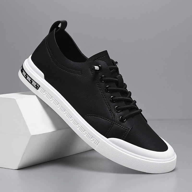 Męskie Sneakersy Sznurowane z Gładką Cholewką i Wkładką Amortyzującą