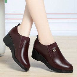 Damskie Wsuwane Buty Na Obcasie Typu Wedge Z Okraglym Noskiem