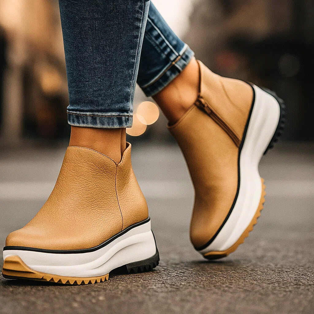 Damskie Buty Platformowe z Teksturowanym Wykończeniem i Zamkiem Boczny