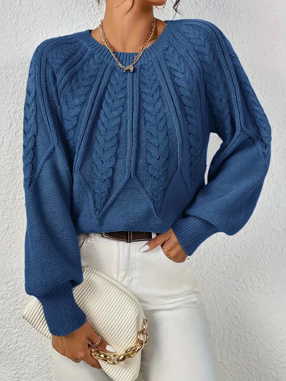 Damski Sweter Dzianinowy Klasyczny Krój Regular Fit