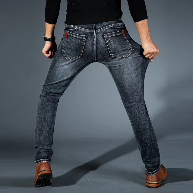 Meskie Jeansy W Stylu Slim Fit Z Elastycznego Denimu, Rozciagliwy Material, Uniwersalny Design
