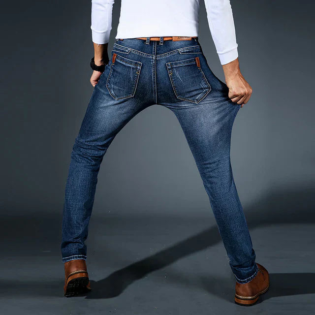 Meskie Jeansy W Stylu Slim Fit Z Elastycznego Denimu, Rozciagliwy Material, Uniwersalny Design