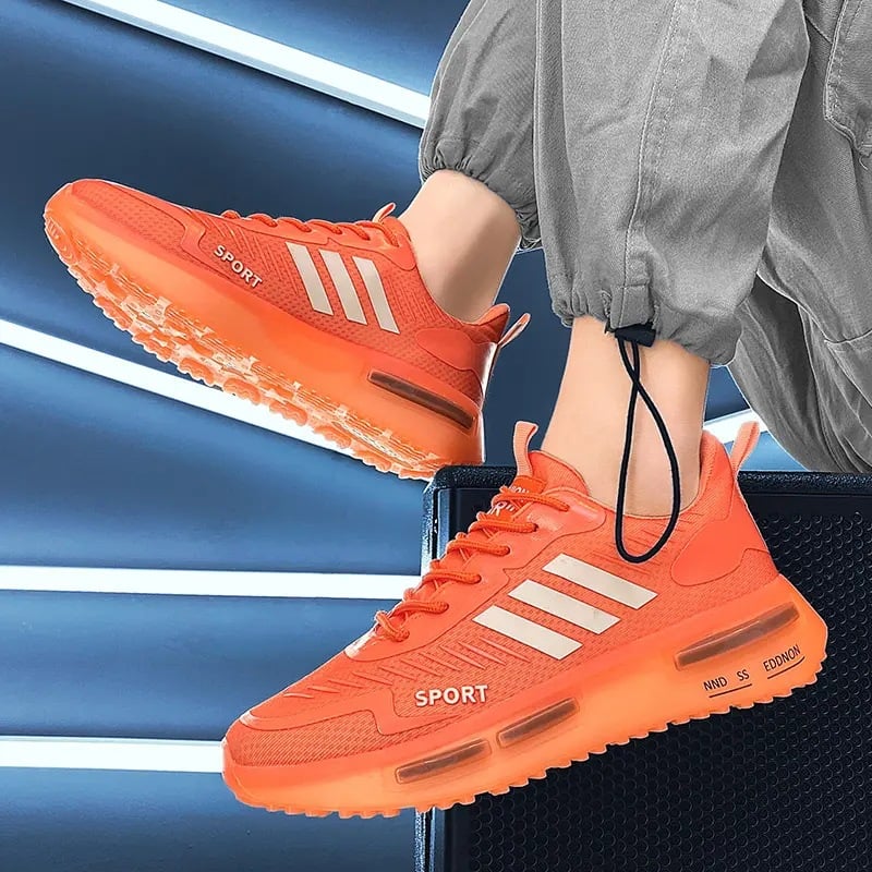 Męskie Sznurowane Sportowe Trampki Z Podeszwą Air Cushion I Okrągłym Noskiem