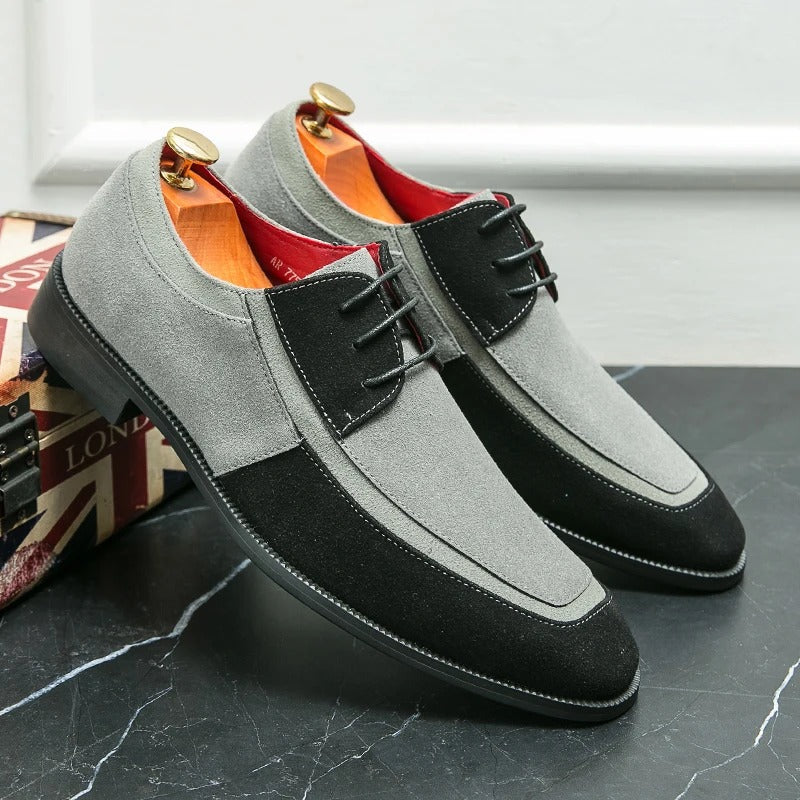 Męskie Formalne Buty Oxford z Faux Zamszu