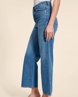 Damskie Wysokostanowe Proste Skrócone Jeansy Wiosenne Retro Styl