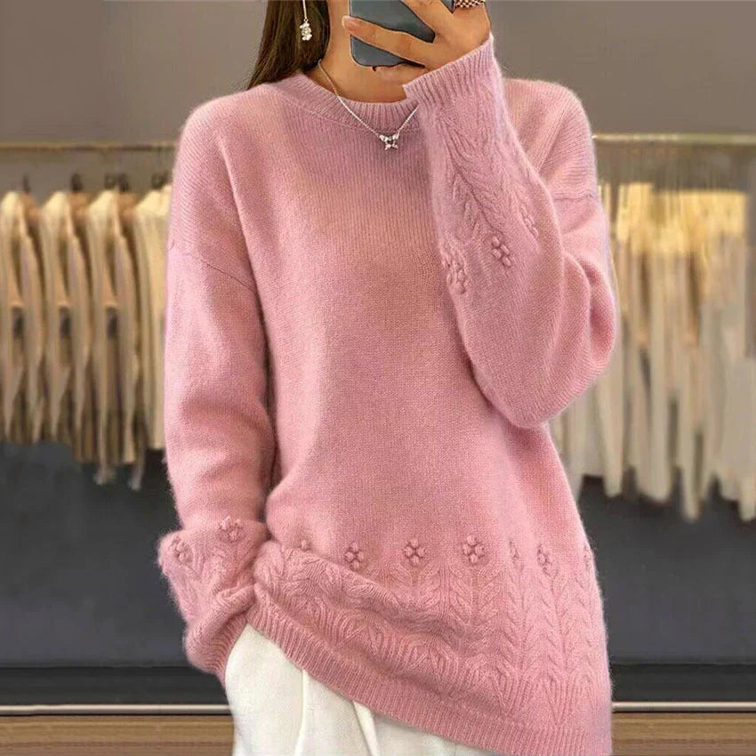 Damski Sweter Dzianinowy Jesienny Luźny Krój Warstwowy Design