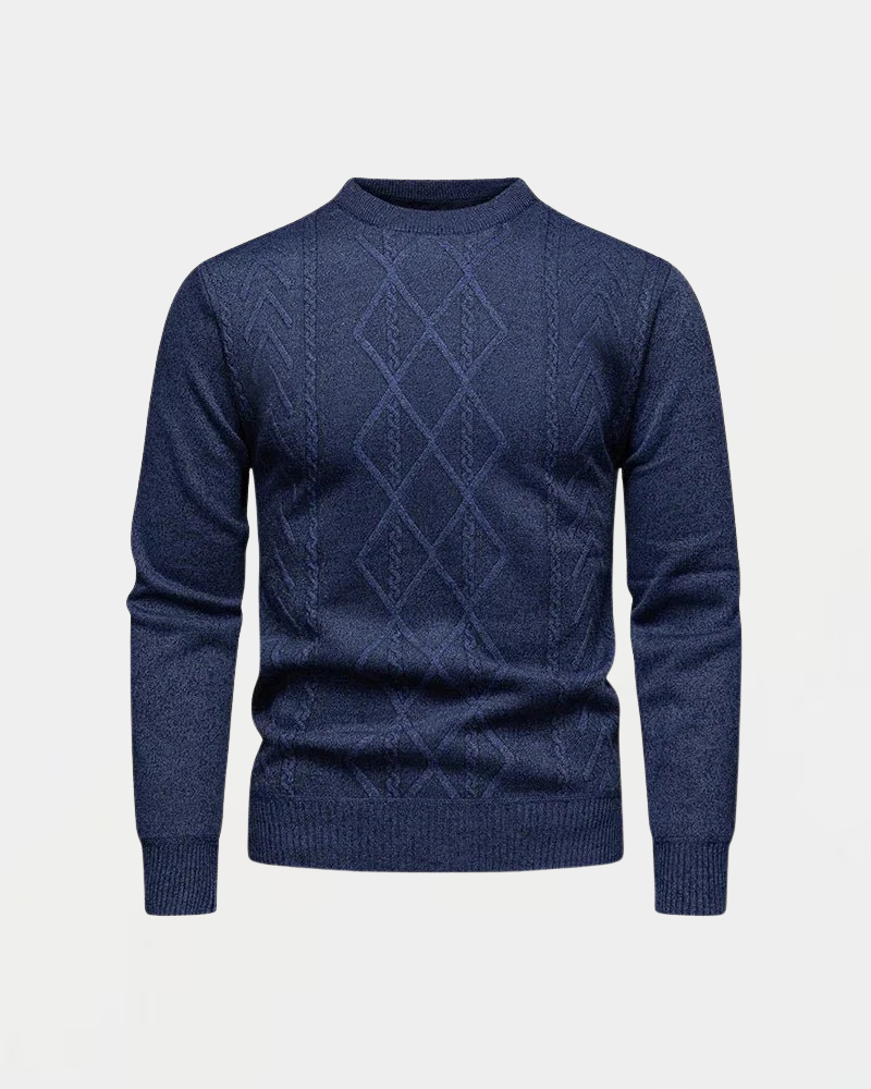 Męski Sweter Z Wzorem W Romby I Okrągłym Dekoltem